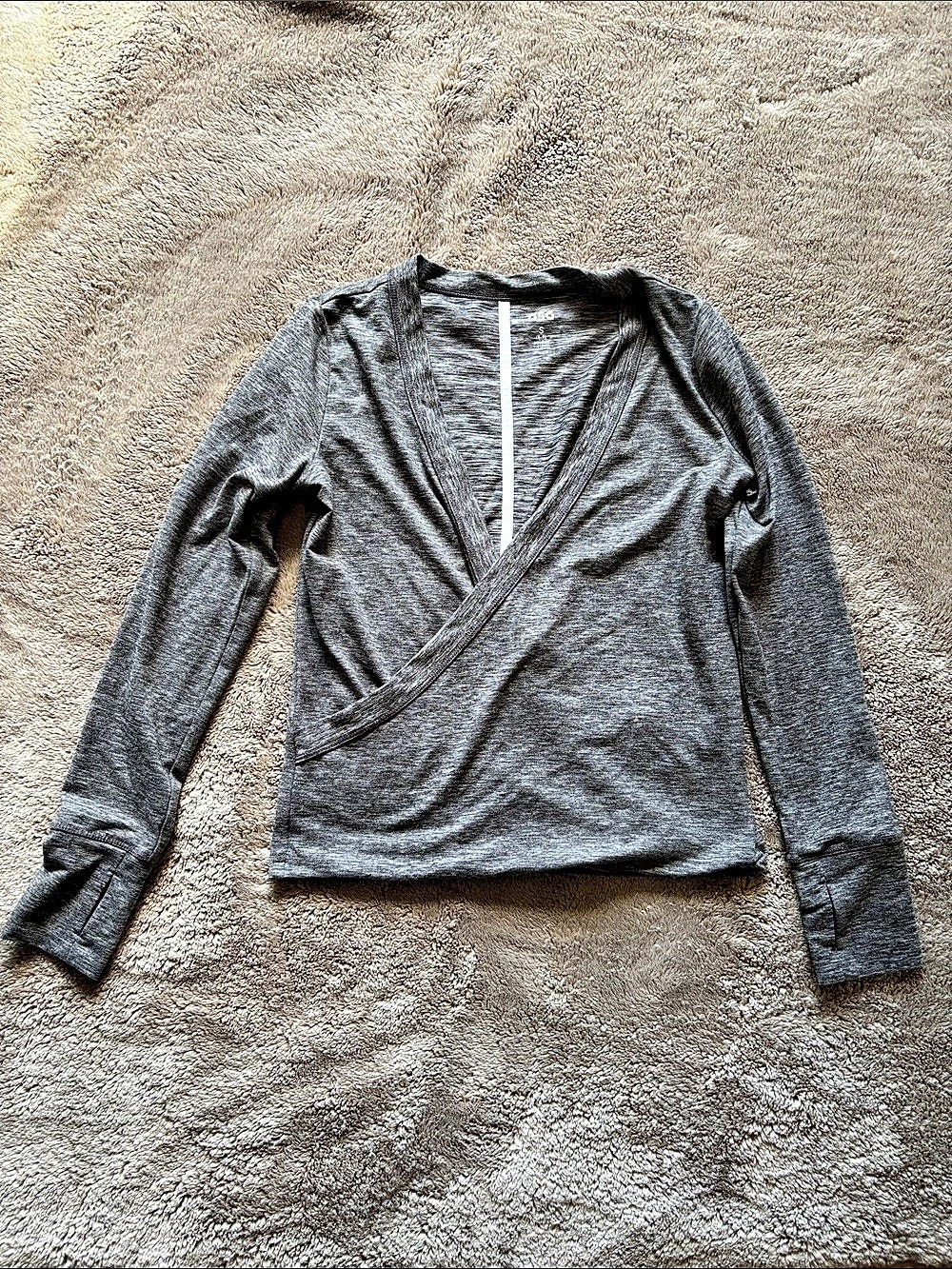 DSG girls s 8-9 Long Sleeve ballet warmup Wrap Activewear Shirt heather grey